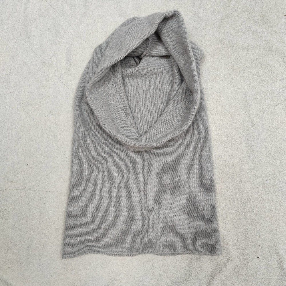 Portolano 100% Cashmere Hood Hat Gray Pullover Scarf Designer